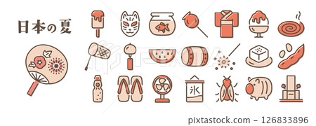 昭和復古日本夏季圖示集 昭和復古日本夏季圖示集 126833896