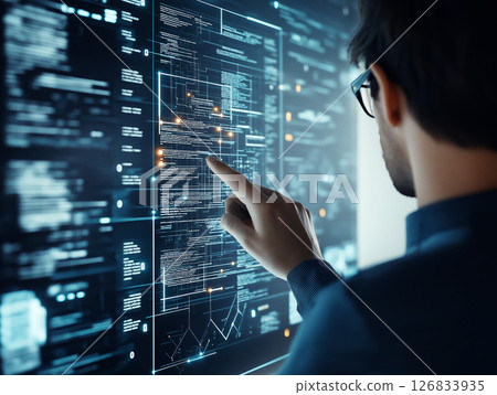 Man interacting with Man interacting with 126833935