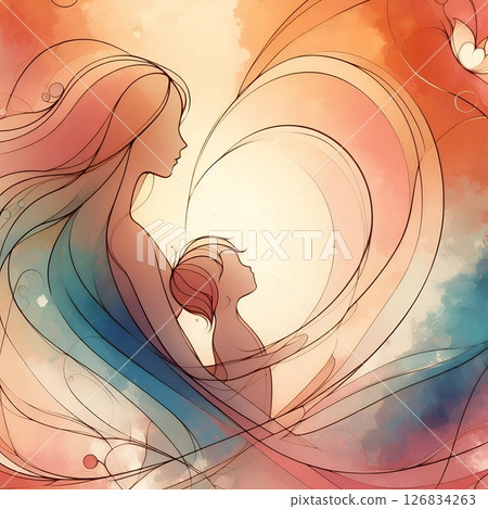 Mother and Child Embrace for Mothers day with Generative AI. 126834263