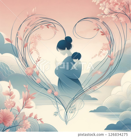 Mother and Child Embrace for Mothers day with Generative AI. 126834275