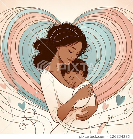 Mother and Child Embrace for Mothers day with Generative AI. 126834285