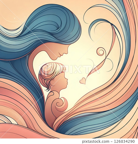 Mother and Child Embrace for Mothers day with Generative AI. 126834290