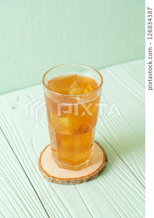 Delicious sweet drink tamarind juice and ice cube 126834387