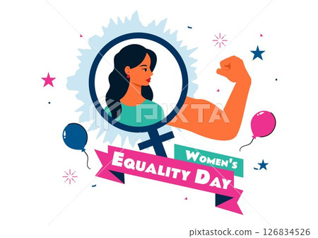 Vector Illustration for Women's Equality Day in the United States on August 26 Featuring the History of Women Rights and an American Flag Background 126834526