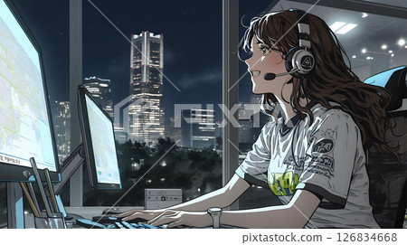 在現代呼叫中心辦公室工作的女性接線員 在現代呼叫中心辦公室工作的女性接線員 126834668