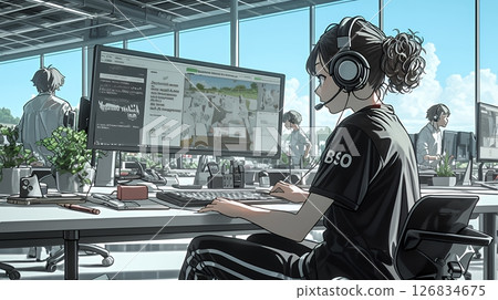 在現代呼叫中心辦公室工作的女性接線員 在現代呼叫中心辦公室工作的女性接線員 126834675