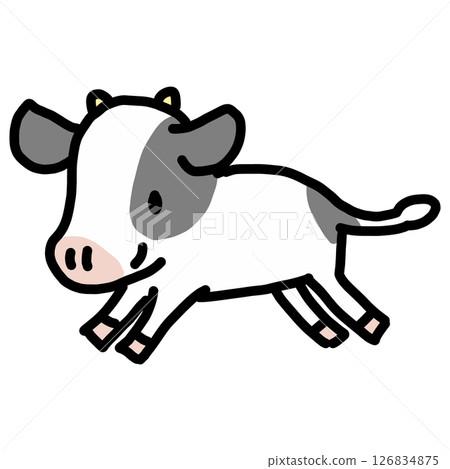 可愛的黑白小牛插圖(手繪風格) 可愛的黑白小牛插圖(手繪風格) 126834875