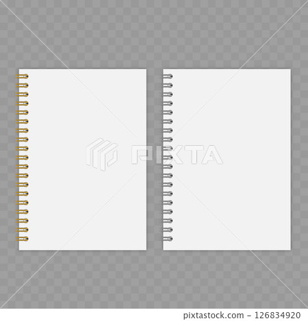 Blank Horizontal Spiral Notebook Mockup - Landscape Wire-Bound Pad. Vector 126834920