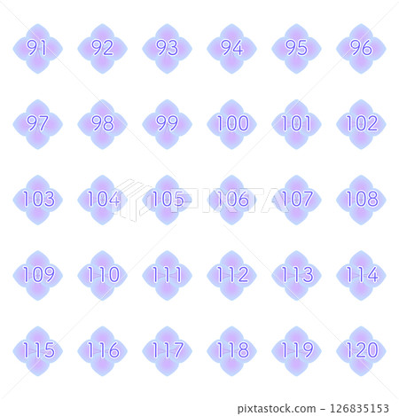 繡球花花萼圖案的數位標籤圖示集 91-120 柔和的顏色 126835153