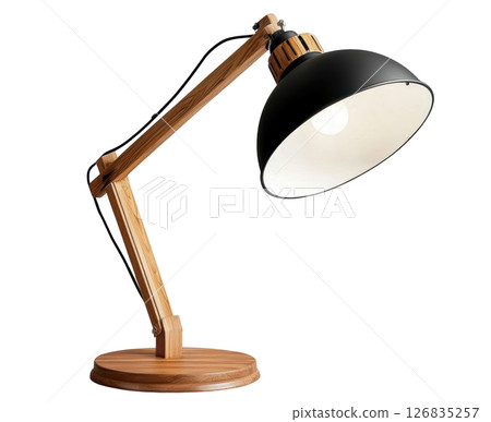 Stylish floor lamp with modern design and wooden base for any space 126835257