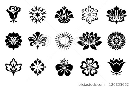 Flower icons set. Isolated elements for design. Vector graphics. 126835662