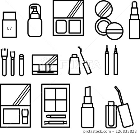 化妝化妝品插圖集 - 僅限線條圖 化妝化妝品插圖集 - 僅限線條圖 126835828