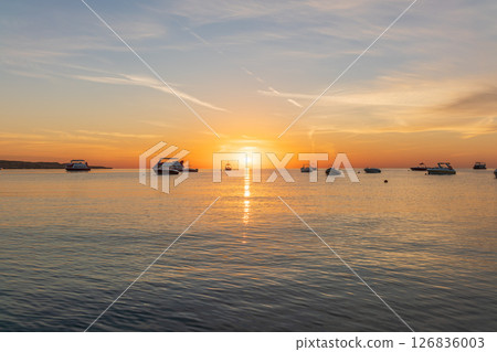 Sunrise over the sea. Panoramic seascape. Sunrise over the sea. Panoramic seascape. 126836003