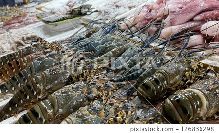 Cervical lobster on display seafood market 126836298