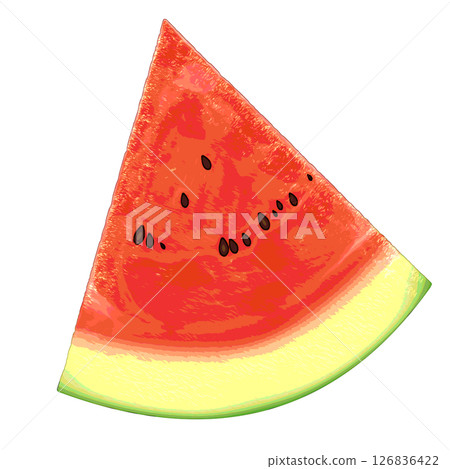 Bright red ripe watermelon / Fruit illustration material 126836422