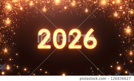 Radiant 2026 new year celebration with glittering lights and elegant design 126836627