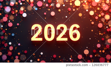 Radiant 2026 Celebration: Glowing Numbers Amidst Festive Bokeh Lights Radiant 2026 Celebration: Glowing Numbers Amidst Festive Bokeh Lights 126836777