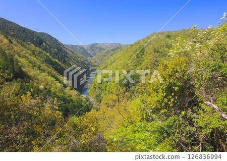 Hideyori Hozu Gorge，Kiyotakigawa河（來自Six-Doki Pass）的景色 126836994