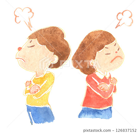 Watercolor style illustration of fighting children Childcare, education and educational materials 126837152