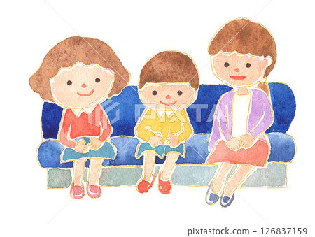 孩子乘坐火車的水彩風格插圖兒童保育和教育材料 126837159