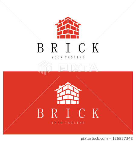 creative brick logo designs for buildings, architectural buildings, civil engineering, building materials shops 126837348