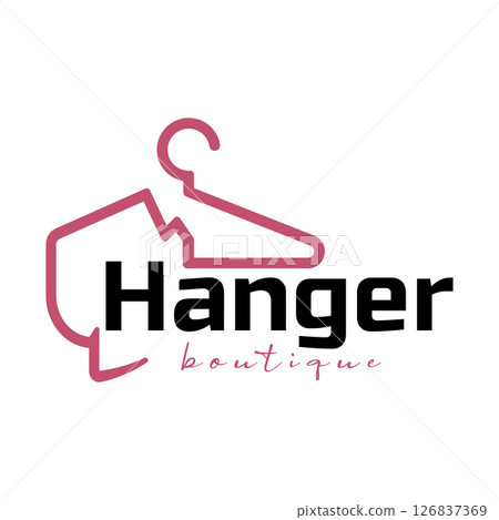 Simple clothes hanger logo details with creative design.for business, boutique, fashion, lifestyle, beauty, wardrobe, wedding dress, clothing store 126837369