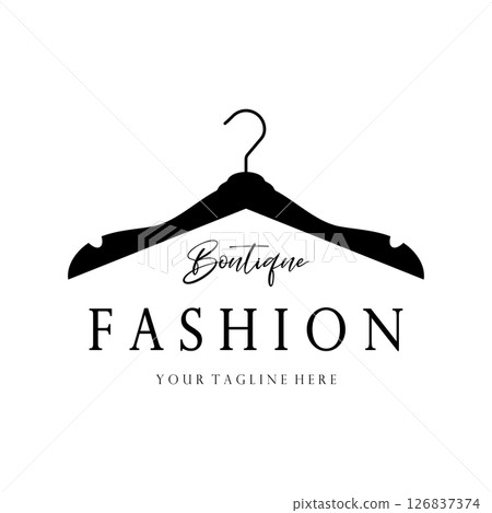 Simple clothes hanger logo details with creative design.for business, boutique, fashion, lifestyle, beauty, wardrobe, wedding dress, clothing store 126837374