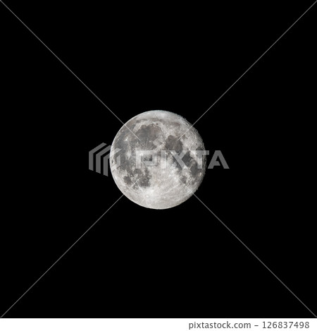 Detailed image of the full moon isolated on black. 126837498