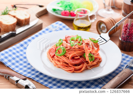 Western-style lunch set of home-style Neapolitan and salad 126837666