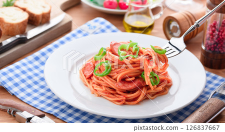 Western-style lunch set of home-style Neapolitan and salad 126837667