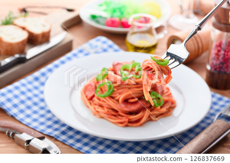 Western-style lunch set of home-style Neapolitan and salad 126837669