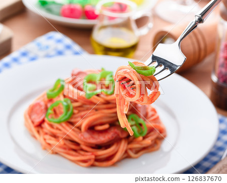 Western-style lunch set of home-style Neapolitan and salad 126837670