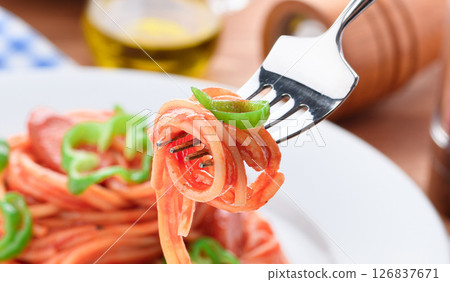 Western-style lunch set of home-style Neapolitan and salad 126837671
