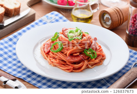 Western-style lunch set of home-style Neapolitan and salad 126837673