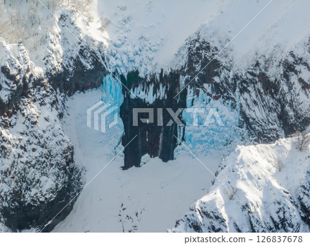 Sparkling blue Furepe Falls (aerial view) 126837678