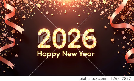 Radiant Celebration: Happy New Year 2026 with Golden Light and Festive Decor 126837837