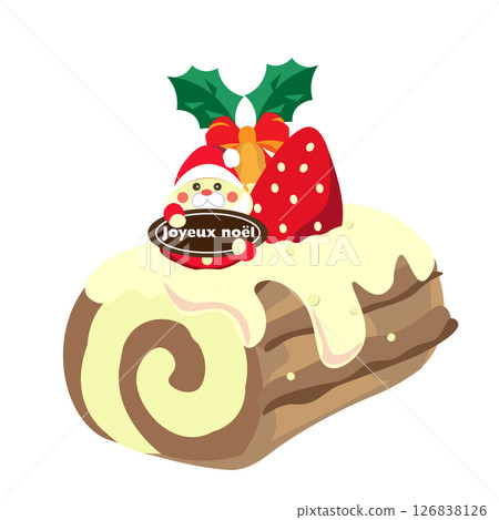 聖誕樹上的聖誕老人拿著盤子的插圖 126838126