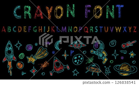 Crayon Space Adventure with English alphabet 126838541