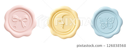 絲帶、月亮和蝴蝶的柔和色蠟封套裝 126838568