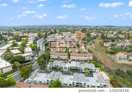 Aerial view of townnhouse condonium houses in Carlsbad, North County San Diego Aerial view of townnhouse condonium houses in Carlsbad, North County San Diego 126838588