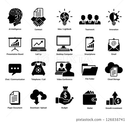 Essential business icons flat design vector icon set 126838741