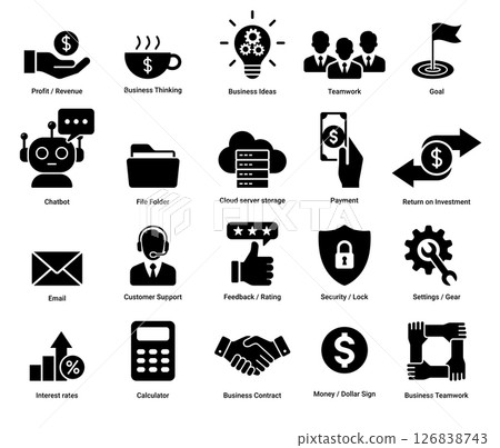 Essential business icons flat design vector icon set 126838743