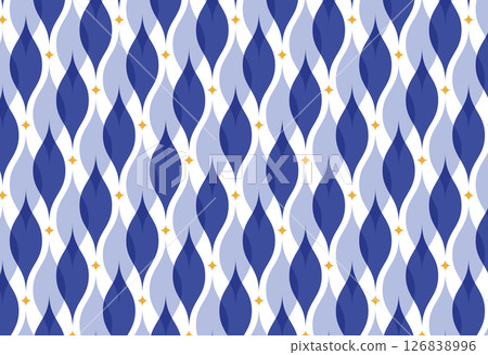 Blue and star patterned tatewaku, ogee, geometric pattern background 126838996