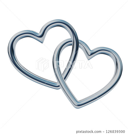 互鎖金屬心形環圖示 Y2K 風格插圖 126839300