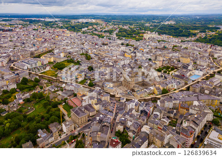 View of Lugo district with buildings and landscape, Galicia 126839634
