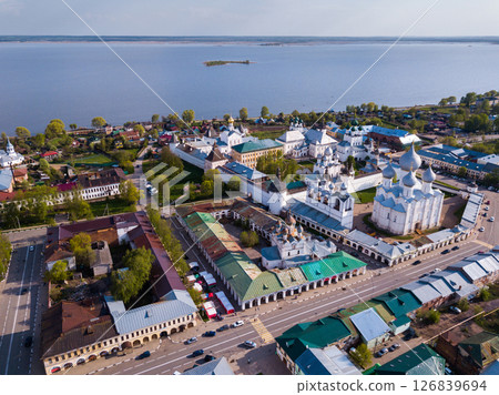 Aerial view of Rostov cityscape with Kremlin 126839694