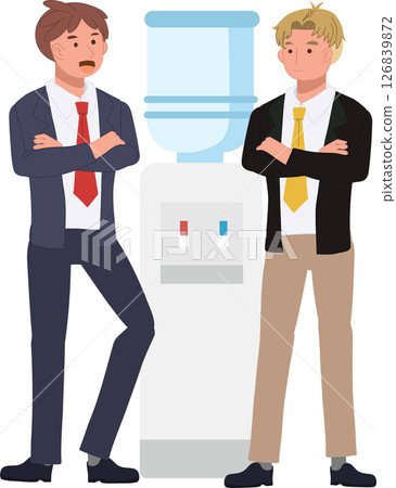 office gossip concept. coworkers gossiping at water cooler. 126839872