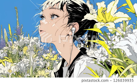 拿著百合花的年輕女子 拿著百合花的年輕女子 126839935