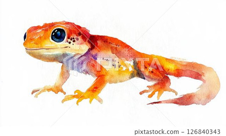 可愛的蜥蜴水彩插圖 可愛的蜥蜴水彩插圖 126840343
