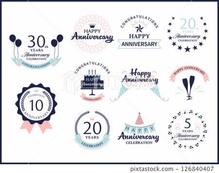 時尚週年紀念設計和周年慶祝橫幅套裝 126840407
